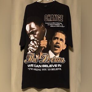 Vintage Martin Luther King Barack Obama Change The Dream Black Tee Shirt  3XL